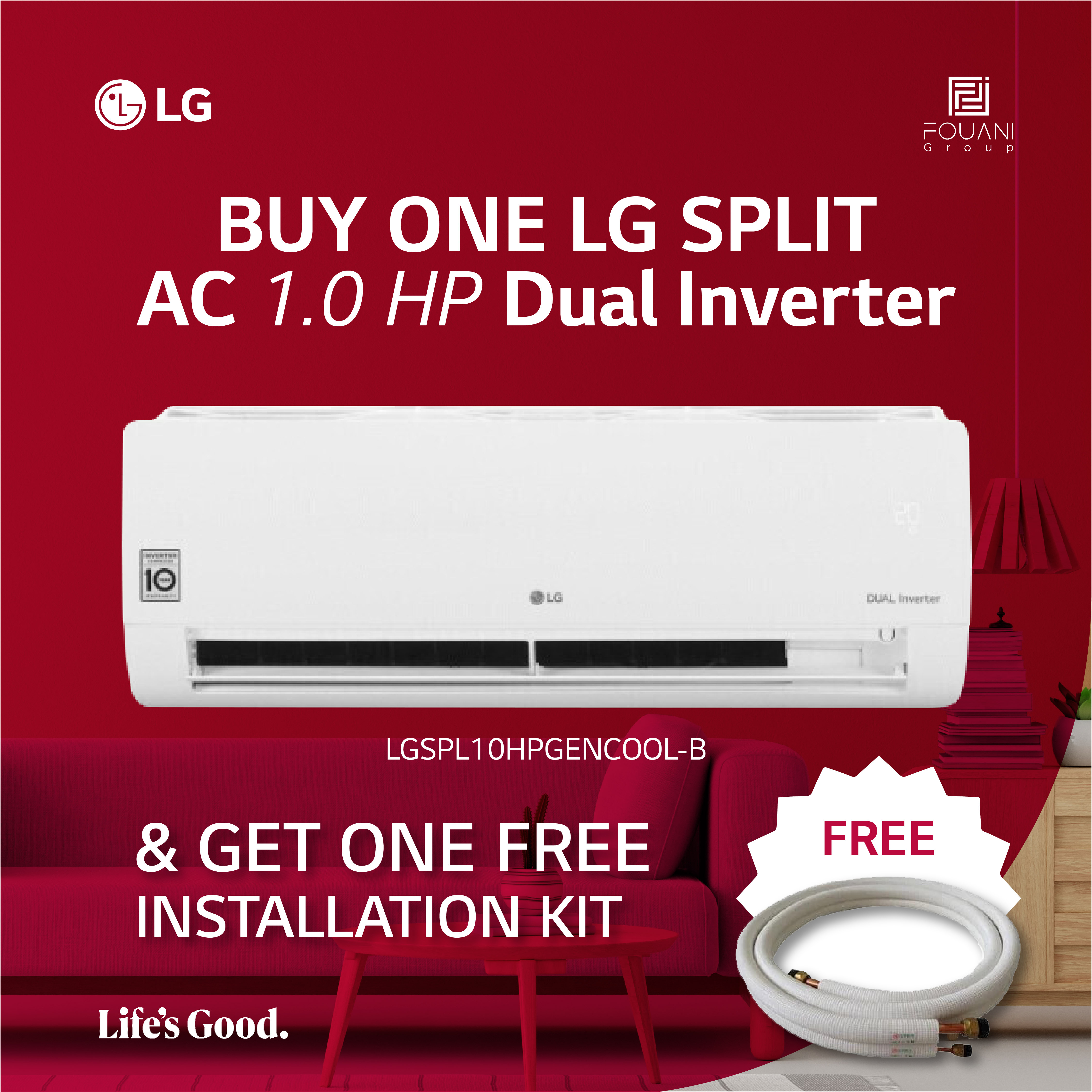 LG Split AC 1.0HP Dual Inverter