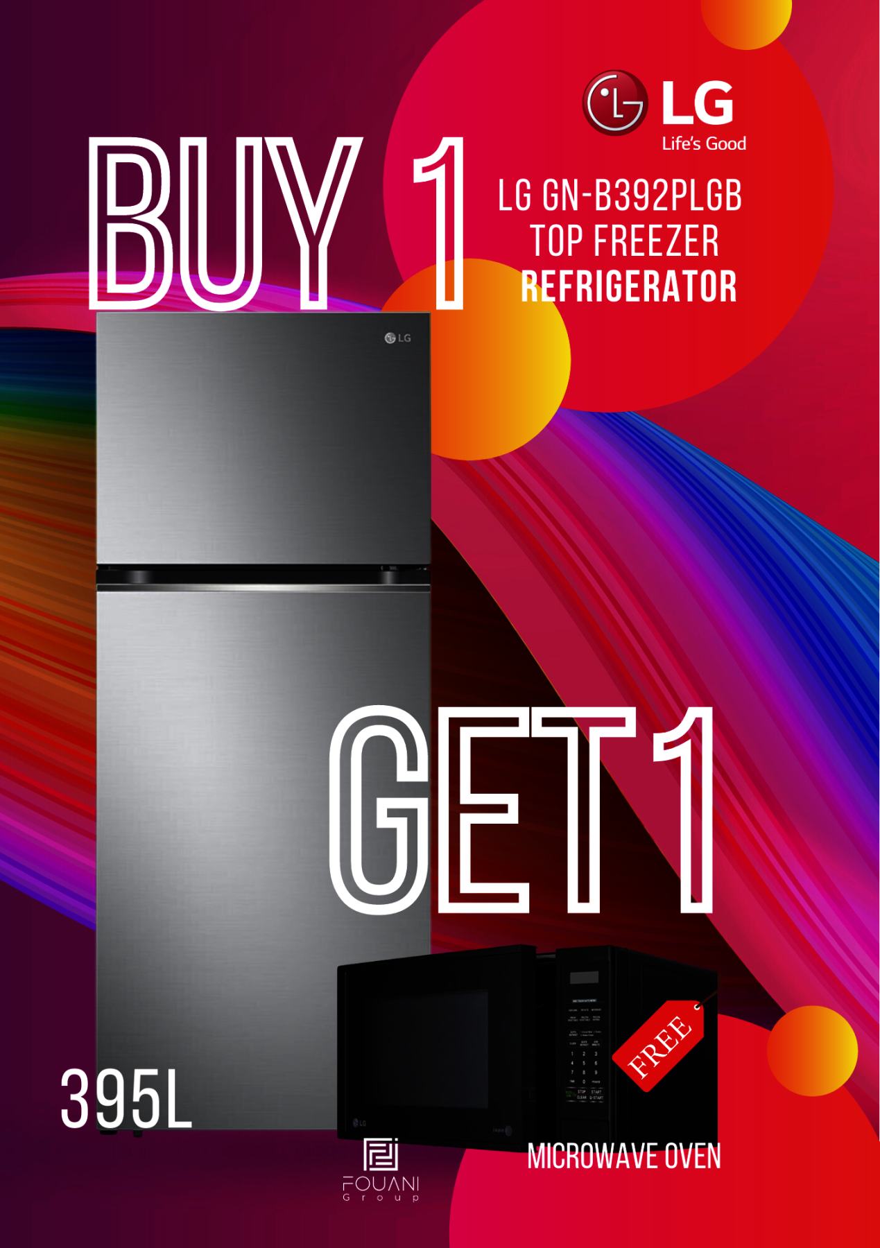 LG GN-B392PLGB 395L Top Freezer Refrigerator