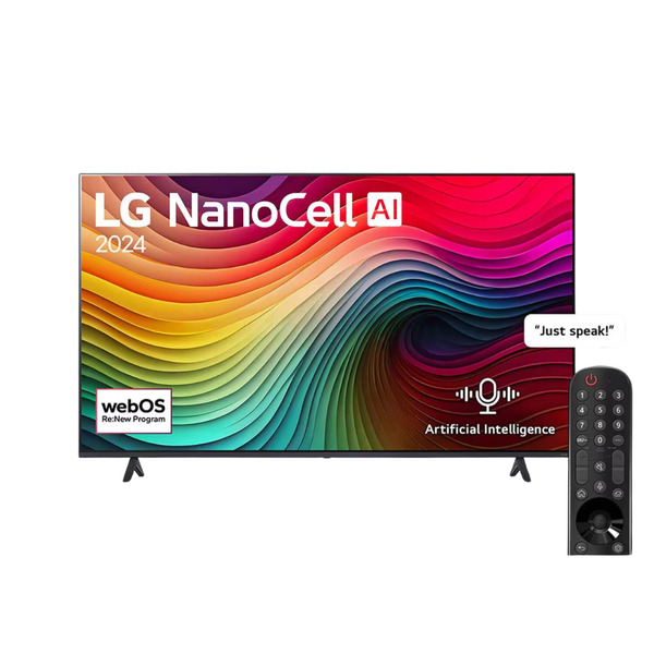 LG 65 Inch NanoCell AI NANO80 4K Smart TV AI Magic remote HDR10 webOS24