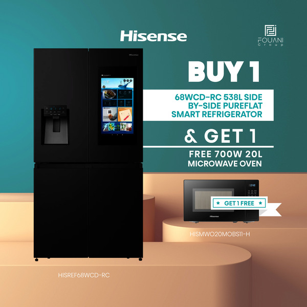 Hisense 68WCD-RC 538L Side-by-Side PureFlat Smart Refrigerator