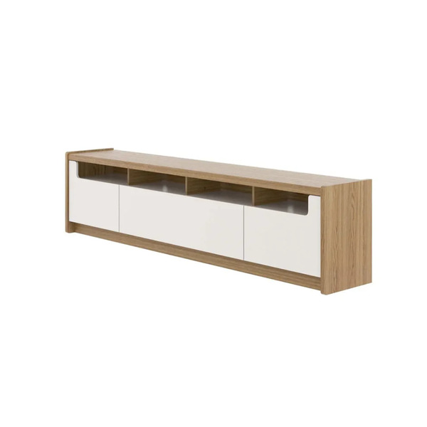 PROVINCIA OSLO TV STAND 2.2M OFF WHITE GLOSS/FREIJ